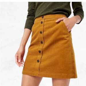 J. Crew NWT Size 10 Boho Corduroy Button-Front Skirt - Mustard